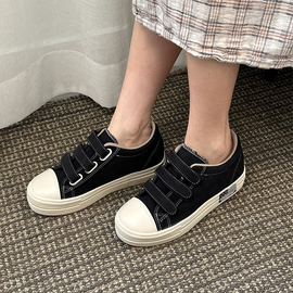 [GIRLS GOOB] Women'sCasual Comfort Sneakers, Fashion Shoes, Invisible High-Heeled Fashion Shoes, Canvas + Velcro - Made in KOREA